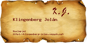 Klingenberg Jolán névjegykártya
